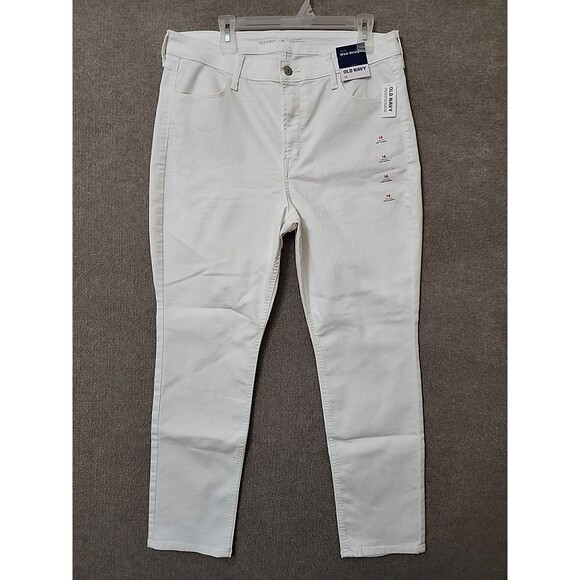 Old Navy WOW Straight Ankle Jeans Womens 16 White High Rise Stretch NEW - Picture 3 of 12